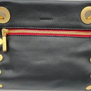New, Hammitt Tony, small leather, black/brushed gold red zip Crossbody